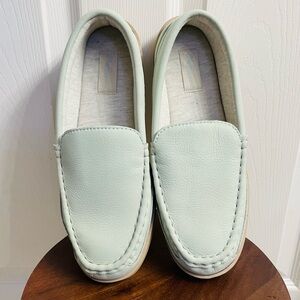 My Slippers Womens Size 9 Moccasin Mint Green Nubuck Leather Slip On Shoes